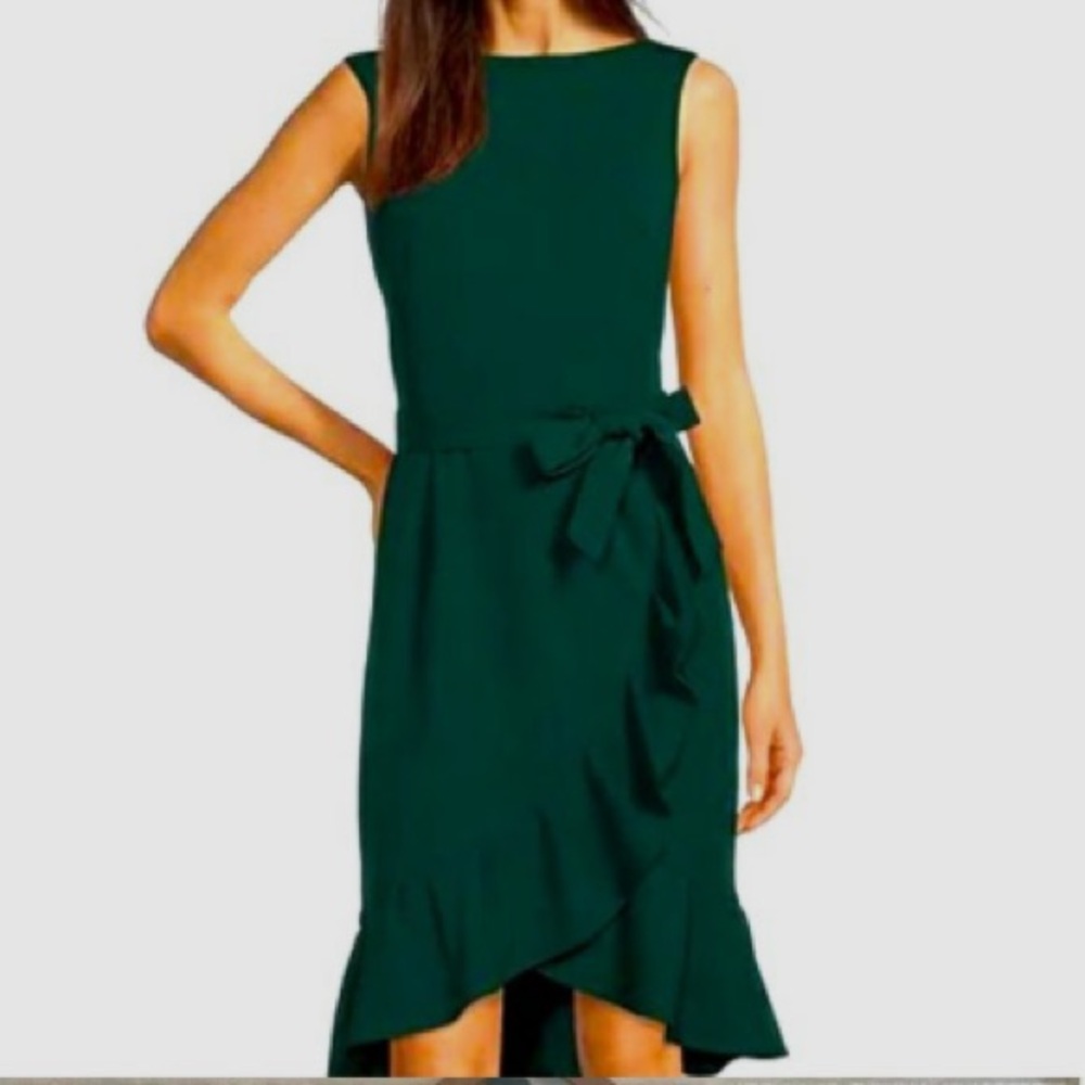 Calvin Klein Green Sleeveless Crew Neck Sheath Dress